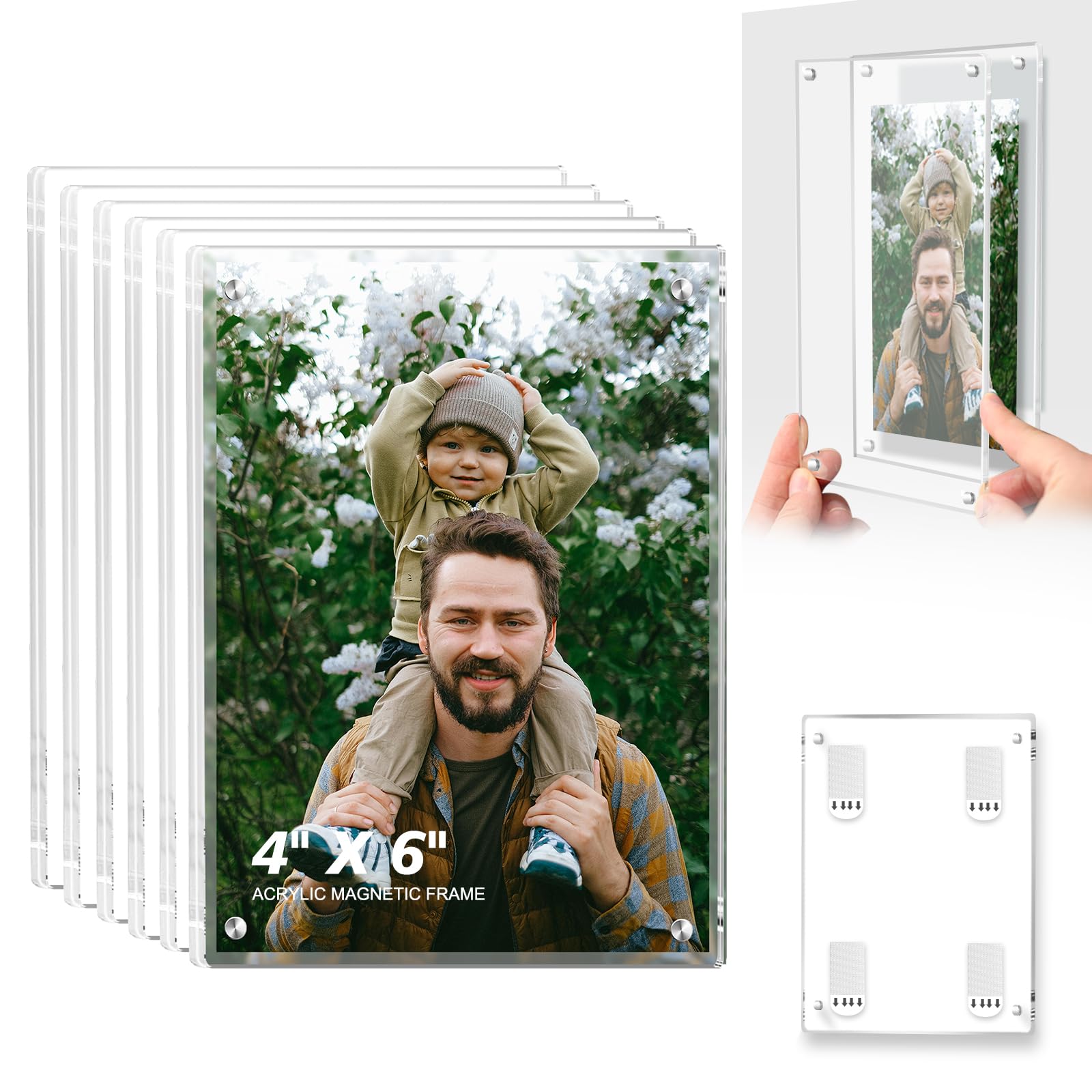 Amazon.com - JUOIFIP 6 Pack 4x6 Magnetic Acrylic Picture Frame