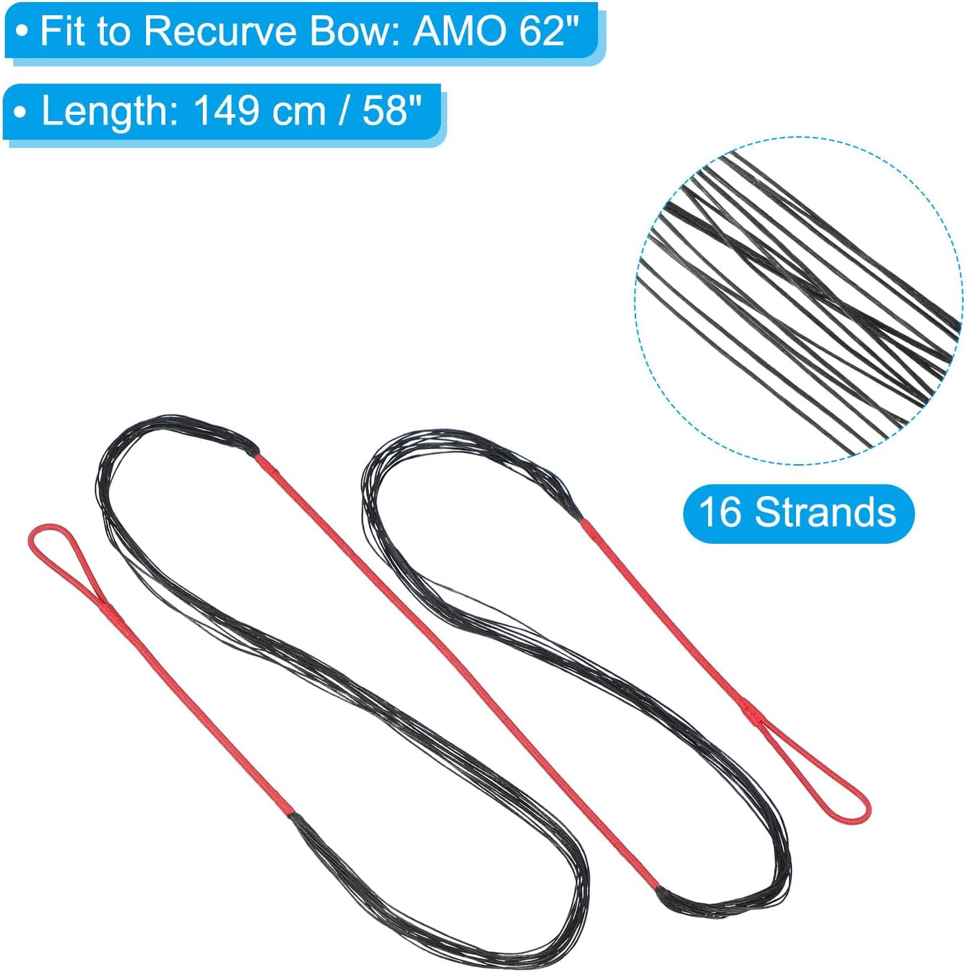 PATIKIL Bow String Replacement, 16 Strands Recurve Bowstring with Nock Point Traditional Recurve Bow