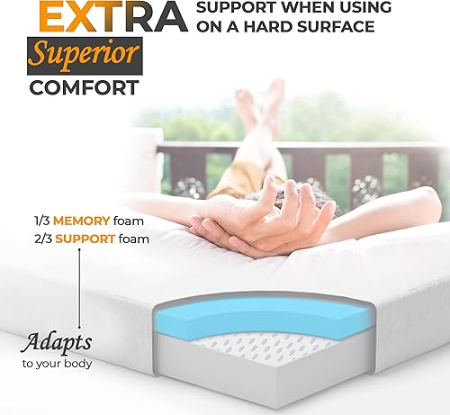 Miniatura 2 de CertiPUR-US - Colchón de espuma viscoelástica para campamento  Tapete portátil enrollable para suelo tienda automóvil  Cama individual cama de