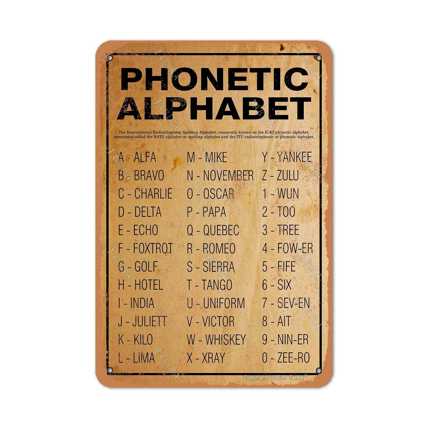 Tarika Red Phonetic Alphabet 8X12 Inch Retro Look Tin Decoration Crafts Sign For Home Kitchen Bathroom Farm Garden Funny Wall Decor