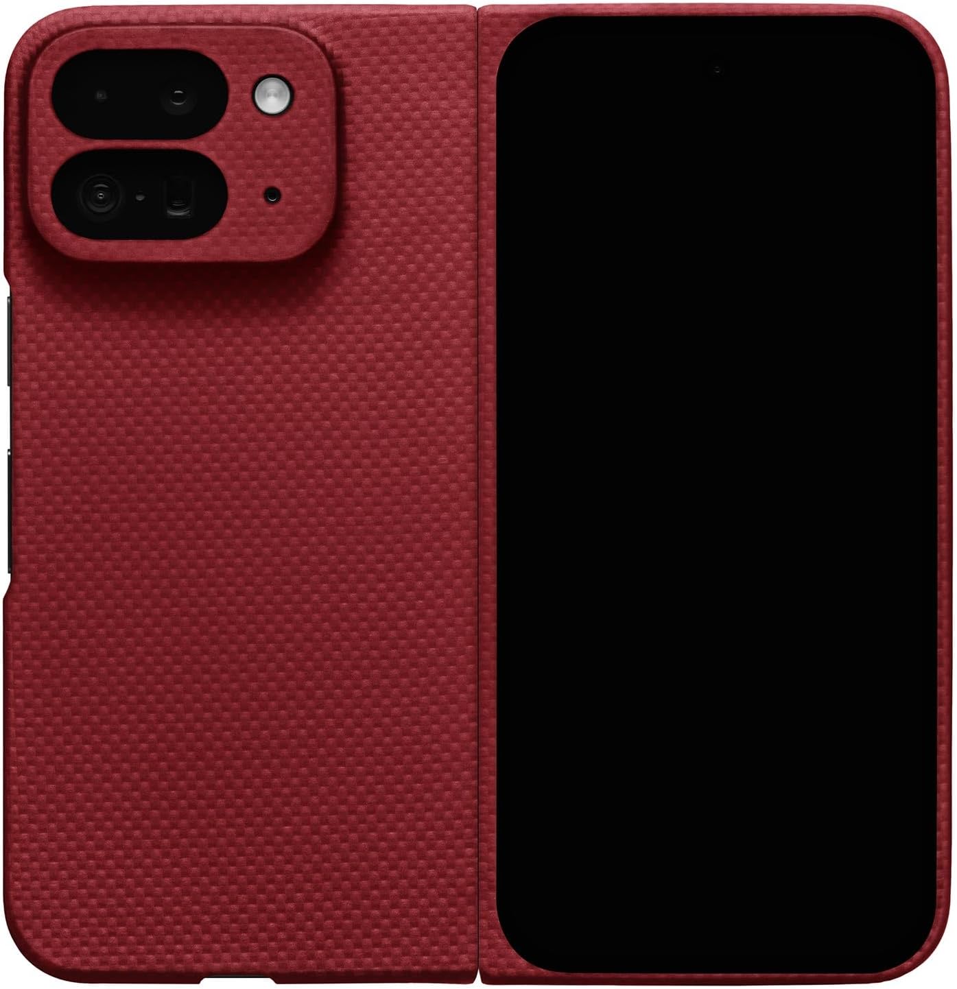Compatible with Pixel 9 Pro Fold | Crimson | Durable Pixel 9 Pro Fold Phone Case | 0.6mm Thin Aramid Fiber, 10 Grams, Precision Lasercut, Full Camera Protection, Nonslip Matte Finish