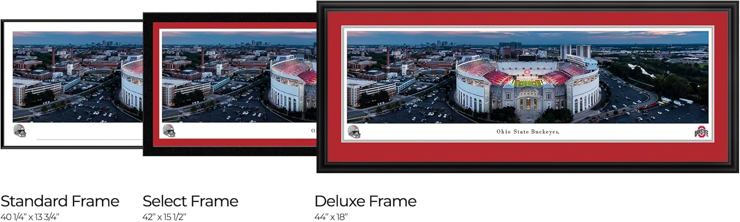 Ohio Stadium - 44x18-inch Double Mat, Deluxe Framed Picture by Blakeway Panoramas