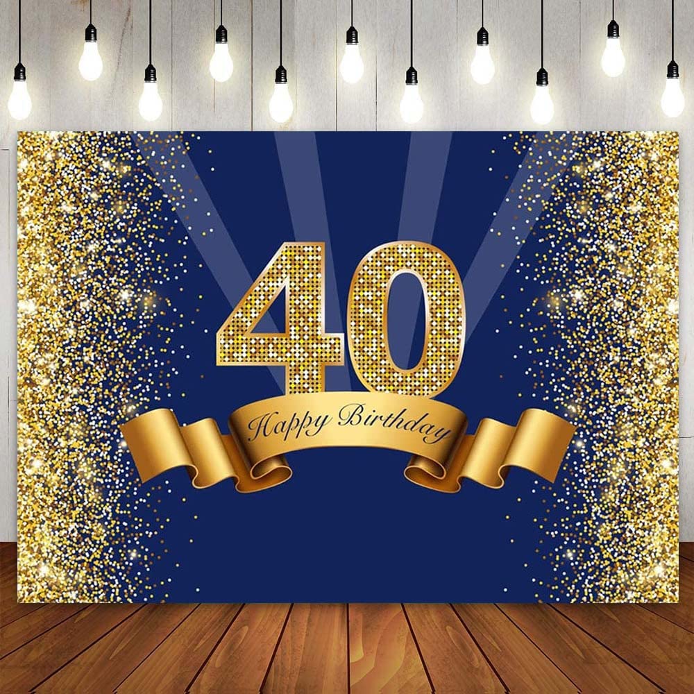 OERJU Fotohintergrund 'Happy 40th Birthday – The Man, The Myth, The Legend' – 3x2,2 M, Schwarz/Gold