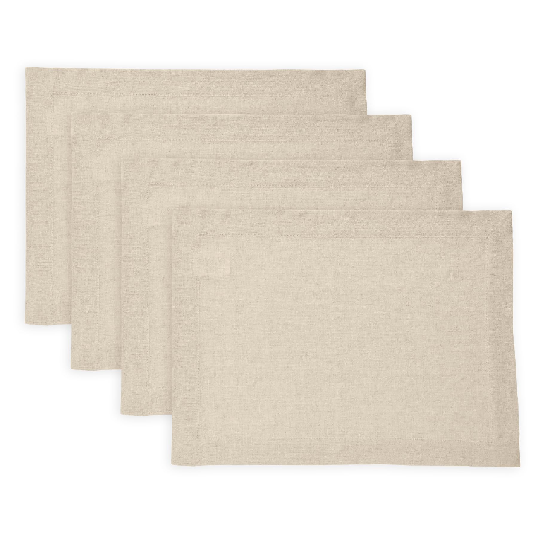 Solino HomeLinen Placemats 14 x 19 Inch – 100% Pure Linen Flax Placemats Set of 4 – Cloth Fabric Prewashed Placemats for Summer, Fall, Thanksgiving, Christmas – Sonoma