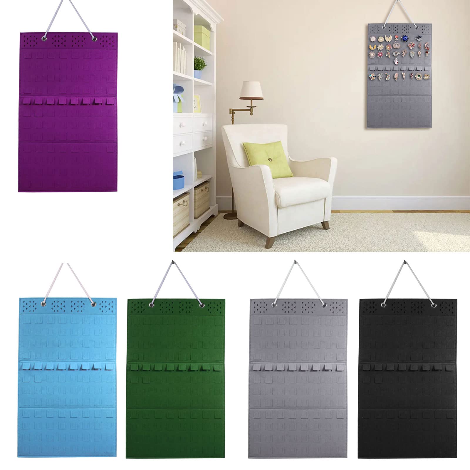 Organisateur de rangement pour broches | Support mural portable en feutre pour boutons - Décoration murale pour salon, bureau, chambre à coucher, salle d'étude, peut contenir jusqu'à 120 broches