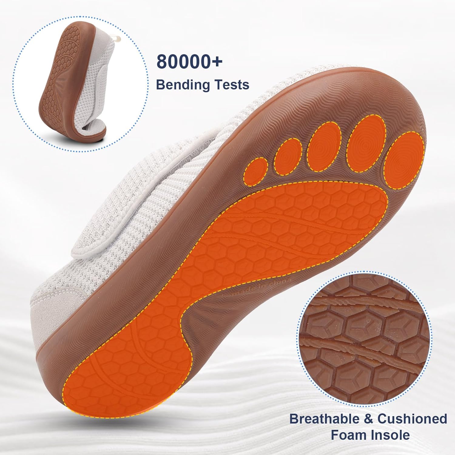 Mens Walking Shoes Wide Diabetic Shoes Adjustable Swollen Feet Neuropathy Orthopedic Shoes Breathable Barefoot Zero Drop Sneakers - Image 6