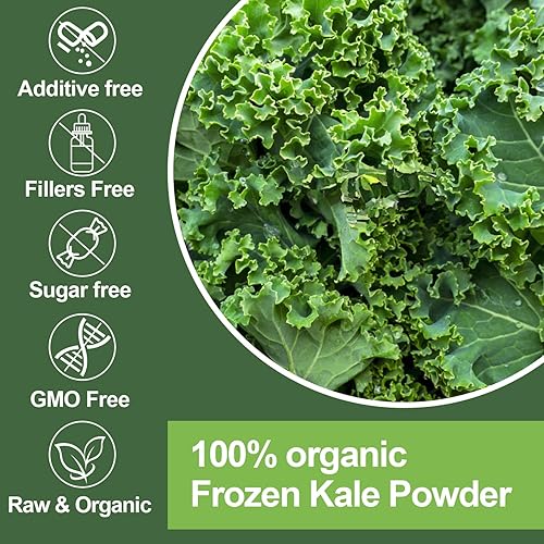 Miniatura 2 de 8 onzas - 8.01 oz, polvo orgánico de col rizada - Mezcla de verduras súper verdes con hierba de trigo, moringa y espirulina, rico en fibra y