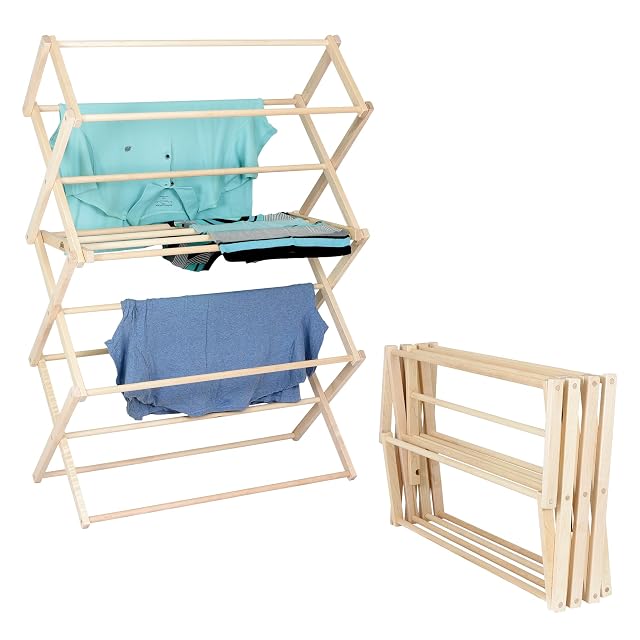 Pennsylvania Woodworks Clothes Drying Rack Solid Maple Hard Wood Laundry Rack for Sweaters Blouses Lingerie More Durable Folding