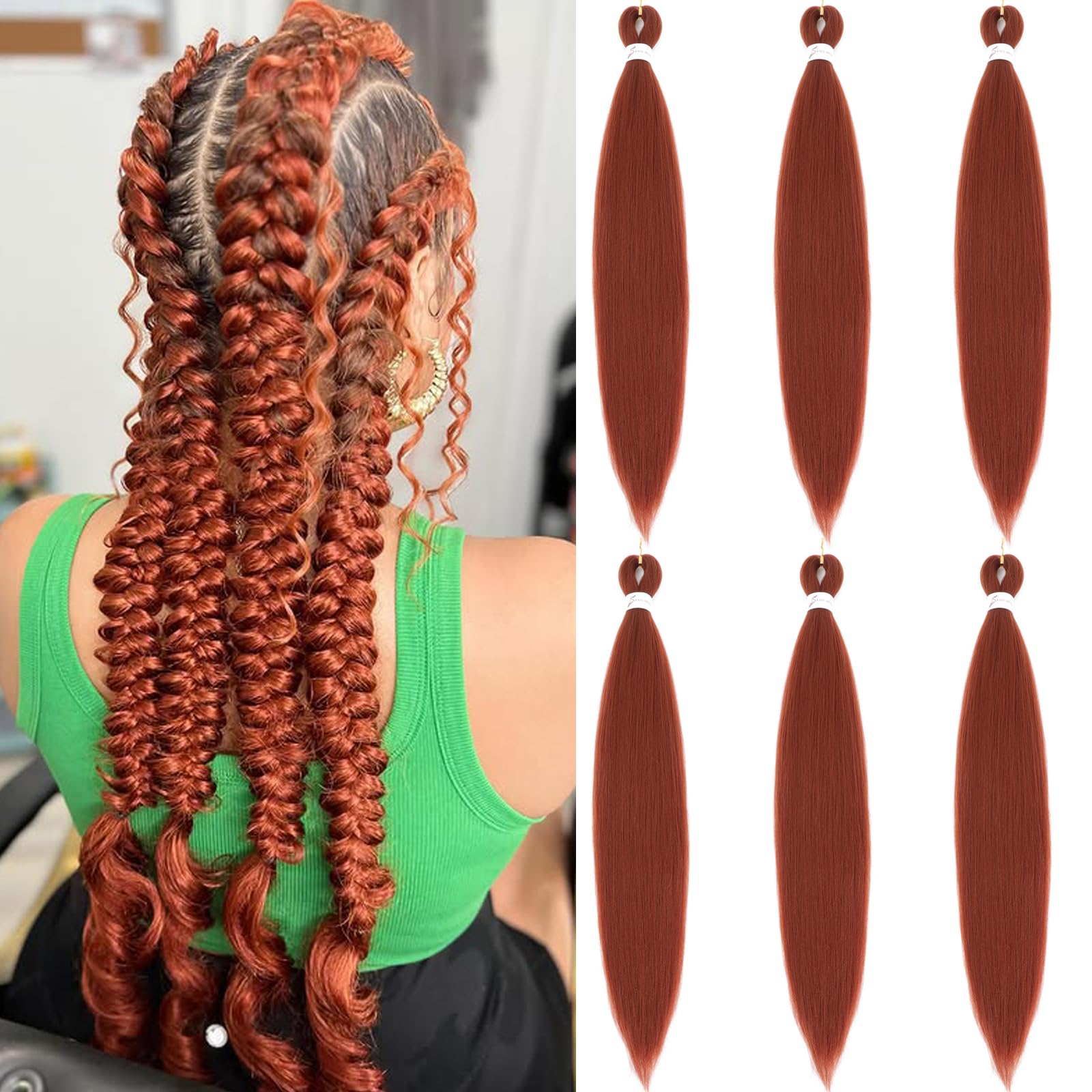 Amazon.com : Ginger Braiding Hair Pre Stretched 26inch 6Packs #350