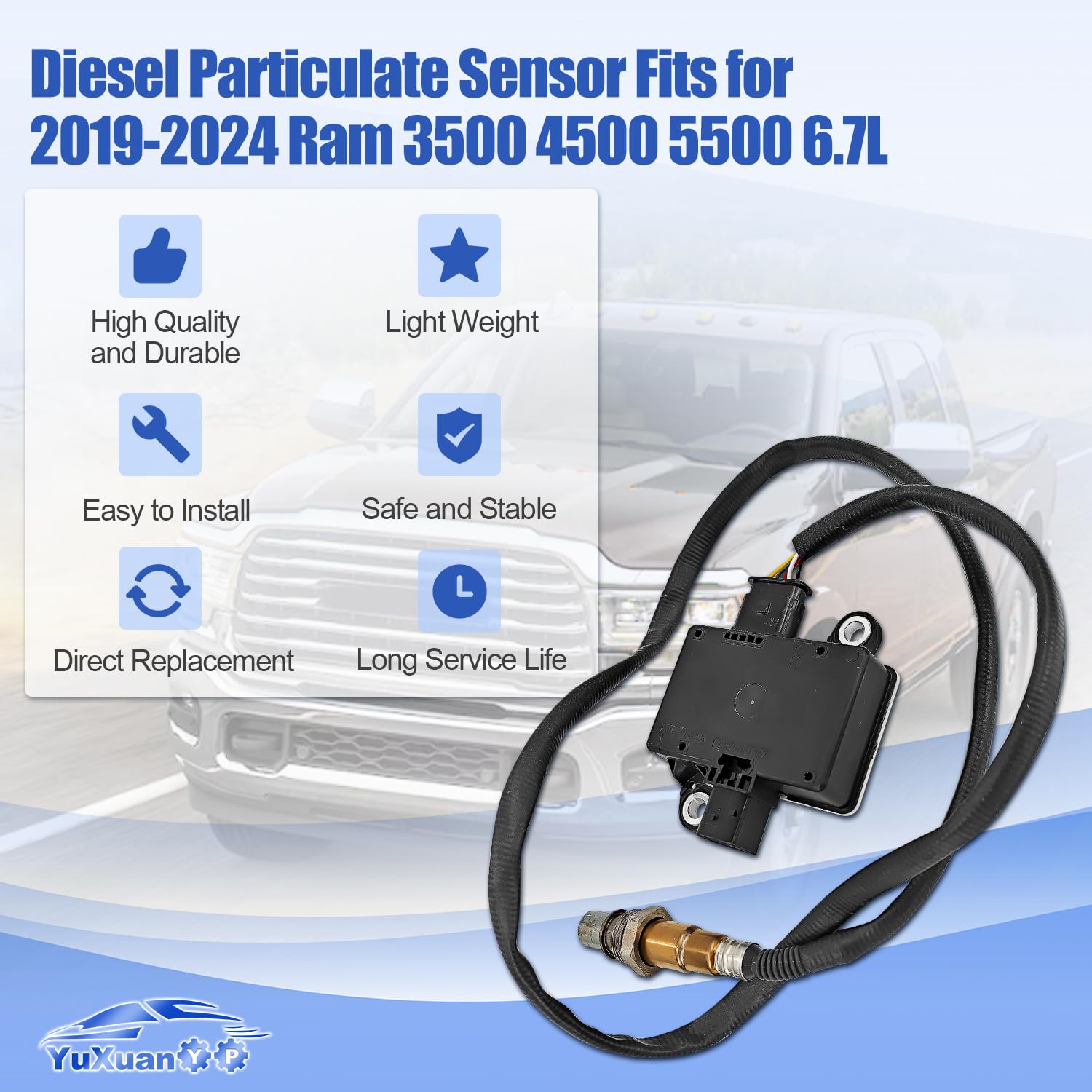 68352149AB Diesel Particulate Matter Sensor Fits for 2019-2024 Ram 3500 4500 5500 6.7L# 0281007477 0281007476