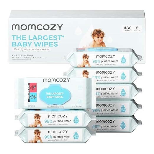 Momcozy Wipes Water Wipes-Extra Large Size Design-60 Count pack 1 White main image 1