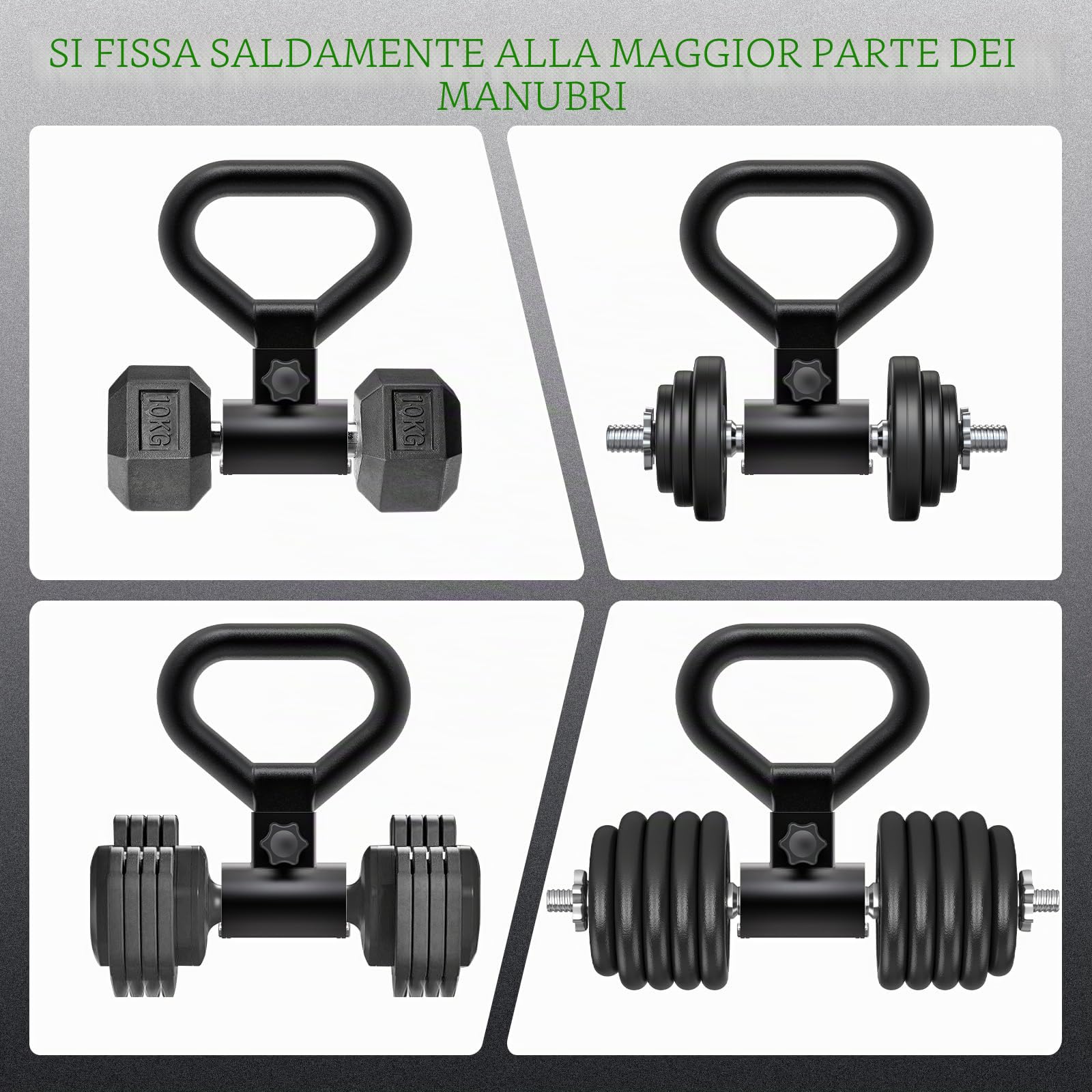 SELEWARE Versatile manubrio in acciaio a kettlebell, impugnatura ergonomica antiscivolo, installazione rapida, si adatta alla maggior parte dei manubri fino a 45,4 kg
