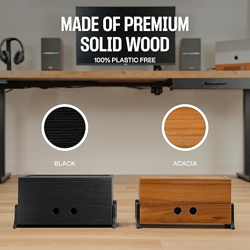 Miniatura 2 de Caja de organización de cables extra grande, caja oculta de cables de madera y organizador para regleta de alimentación, cables de TV y