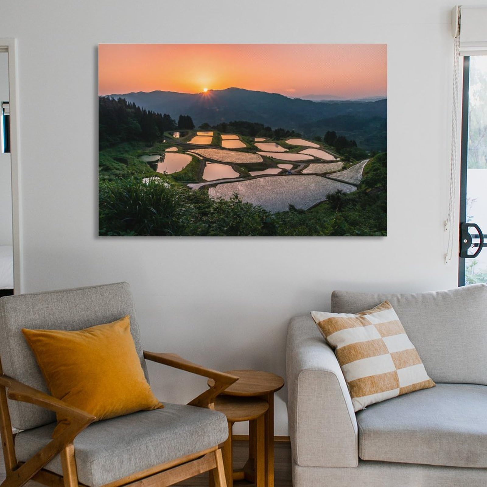 Amazon.co.jp: 絵画 新潟県 初夏の目覚め 山古志の棚田・棚池