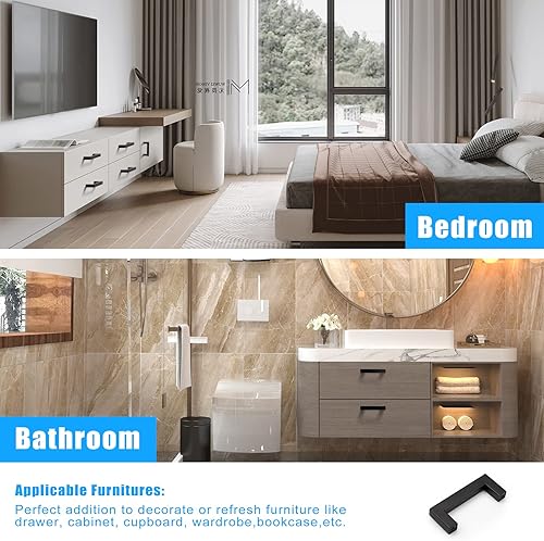 Miniatura 3 de KNOBWELL Paquete de 20 manijas de gabinete de cocina negras de 3 pulgadas, tiradores de gabinete de acero inoxidable de 2.992 in, manijas de