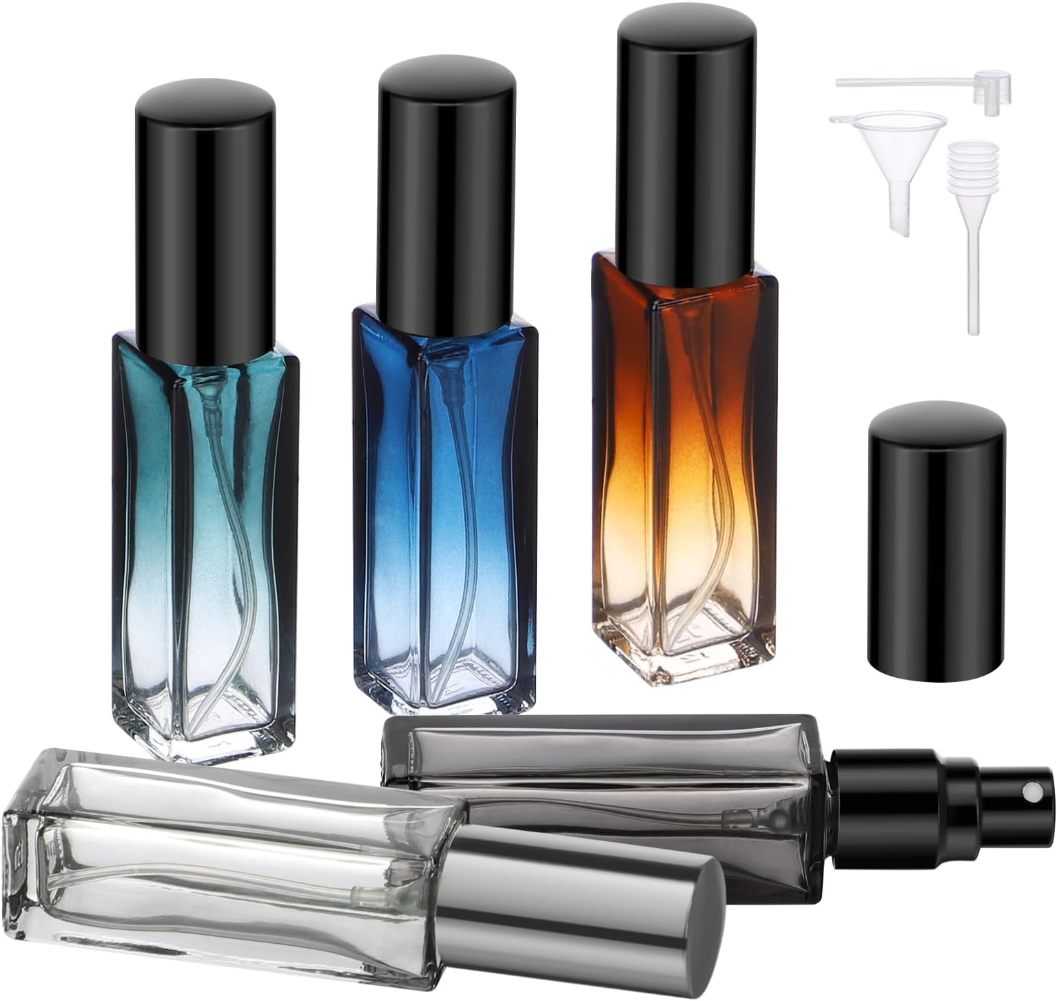 Segbeauty 5 Packs Travel Perfume Bottle Refillable, 10ML Mini Portable Glass Spray Bottles Atomizer, Empty Cologne Sample Dispenser with Funnel and Pipette, Perfume Making Kit Toiletries Container
