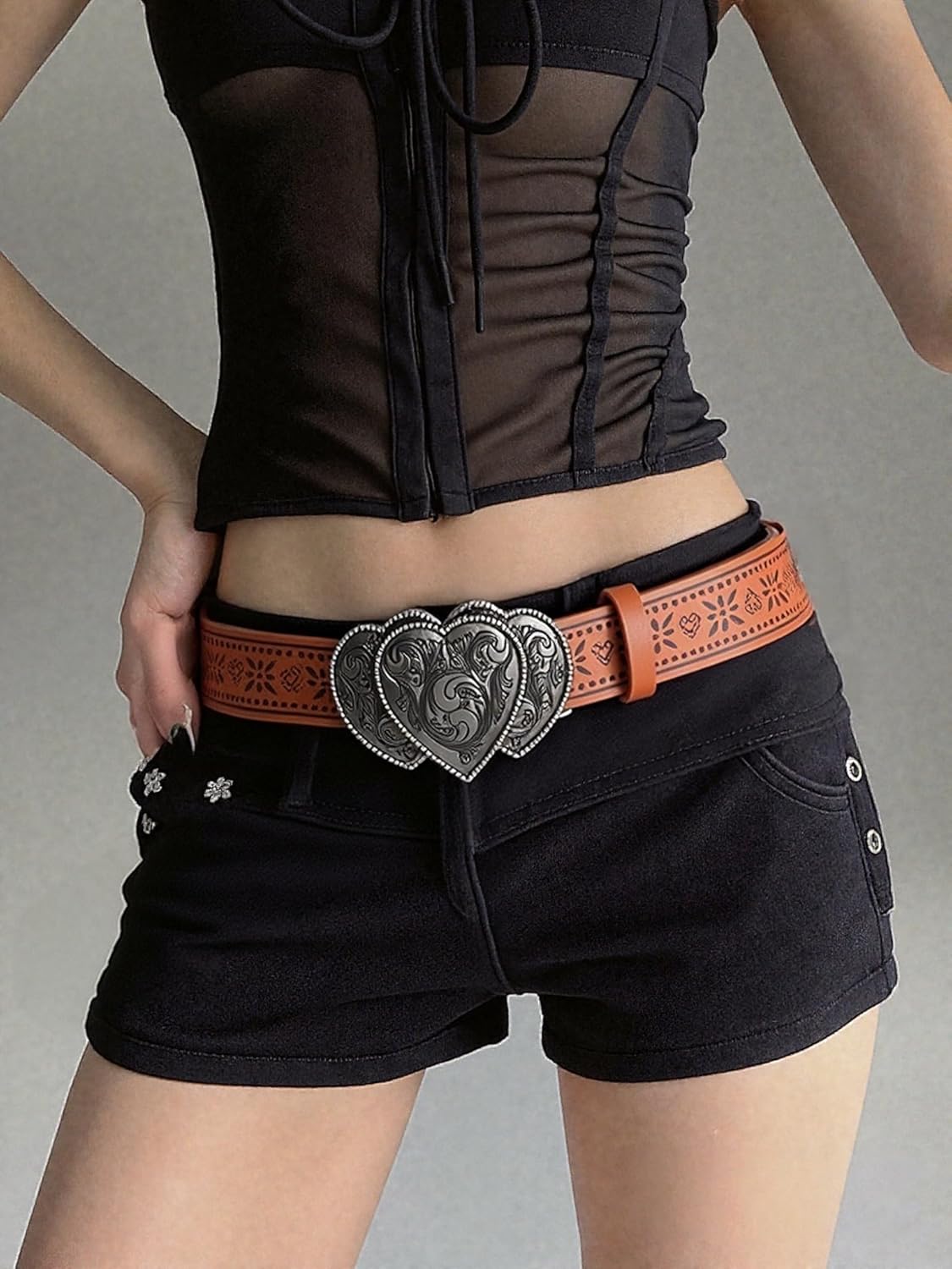 Scarlet Darkness Western Belt for Women Leather Cowgirl Belt with Turquoise Buckle Country Belts for Jeans Dresses - Image 3