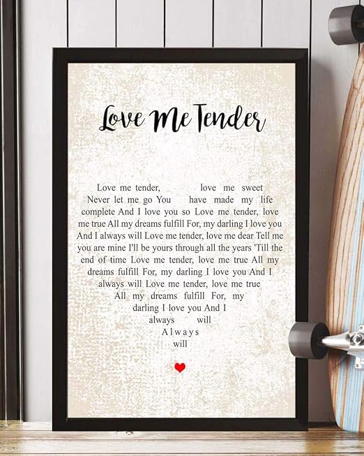 Amazon 19 Saijhii Love Me Tender Song 歌詞ポートレートポスタープリントウォールアート アートプリント 装飾フレーム付き 12x8in アートフレーム ポスター オンライン通販
