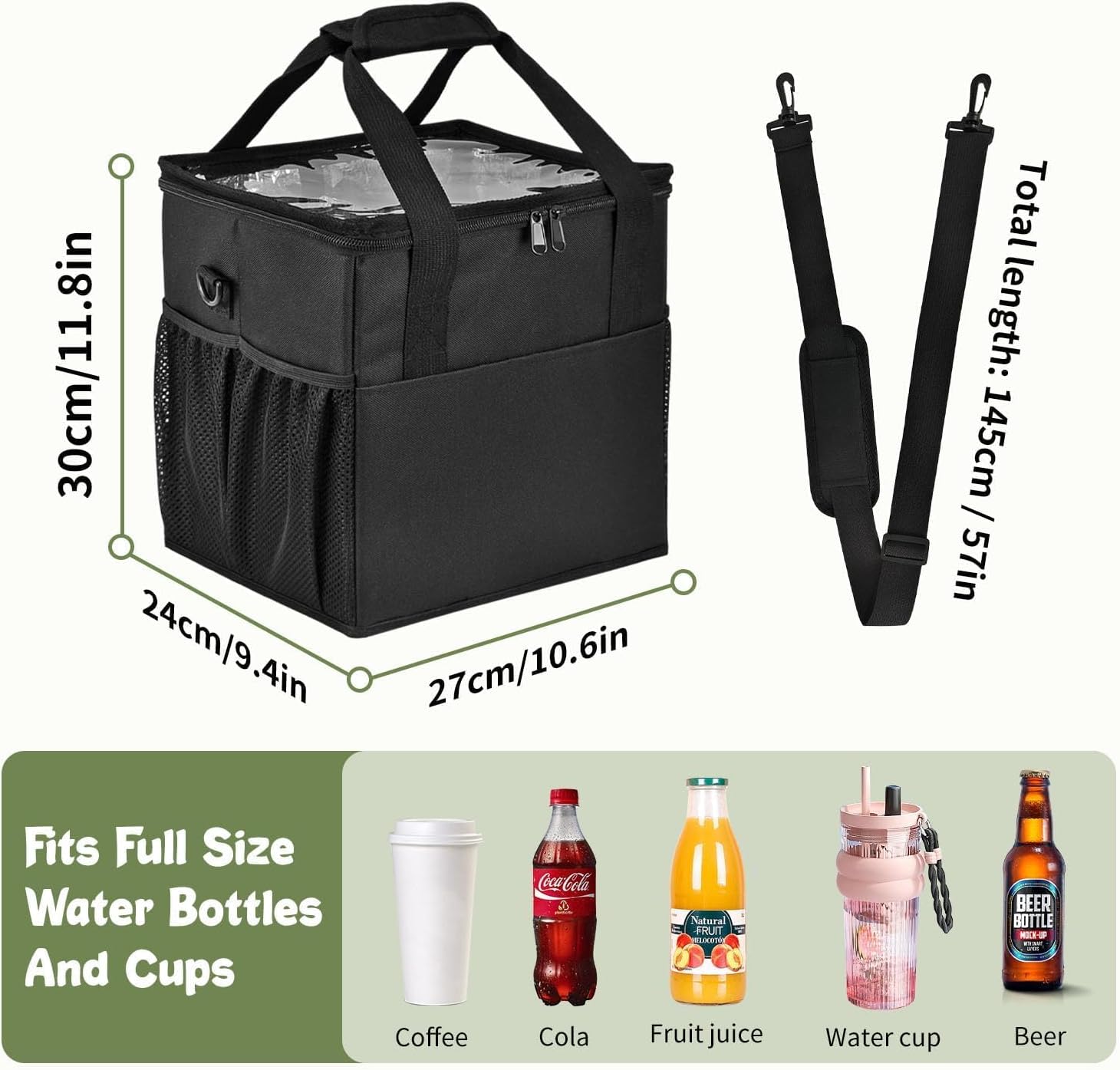 Reusable Drink Carrier with Handle,4 Cup Insulated Portable Coffee Cup Holder Bag with Shoulder Strap Adjustable Dividers Foldable Tray,Water Bottle Caddy,Beverage Drinks,for Porta Vasos Para Delivery - Image 4
