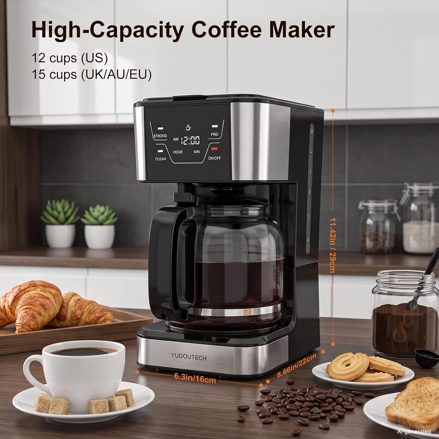 12-Cup Touchscreen Drip Coffee Maker,Programmable coffee machine with Timer thumbnail