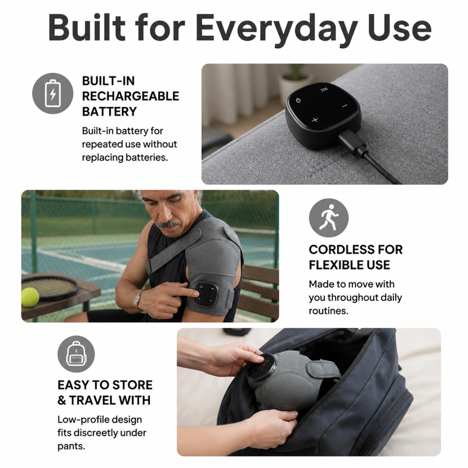 Schulter Massagegerät, Triple Method Schulter Massagegerät, Schultermassage Gerät mit Wärme und Vibration, 5 Heizstufen und 5 Vibrationsmodi, Einstellbar Schultermassage Gerät,Beheizte Schulterbandage