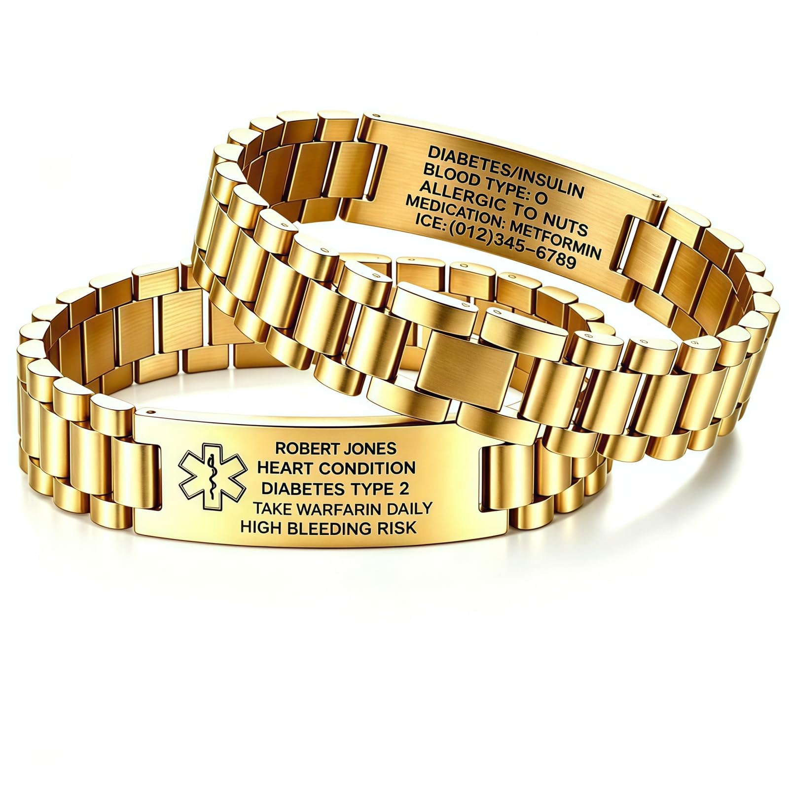Custom Stainless Steel Medical Alert Bracelets for Men