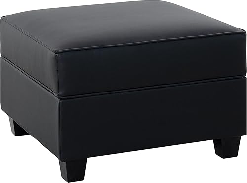 Miniatura 12 de Naomi Home Sarah - Sofá en forma de L con asiento de almacenamiento, sofá modular modular reversible, diván en L, sofá seccional, negro, cuero de