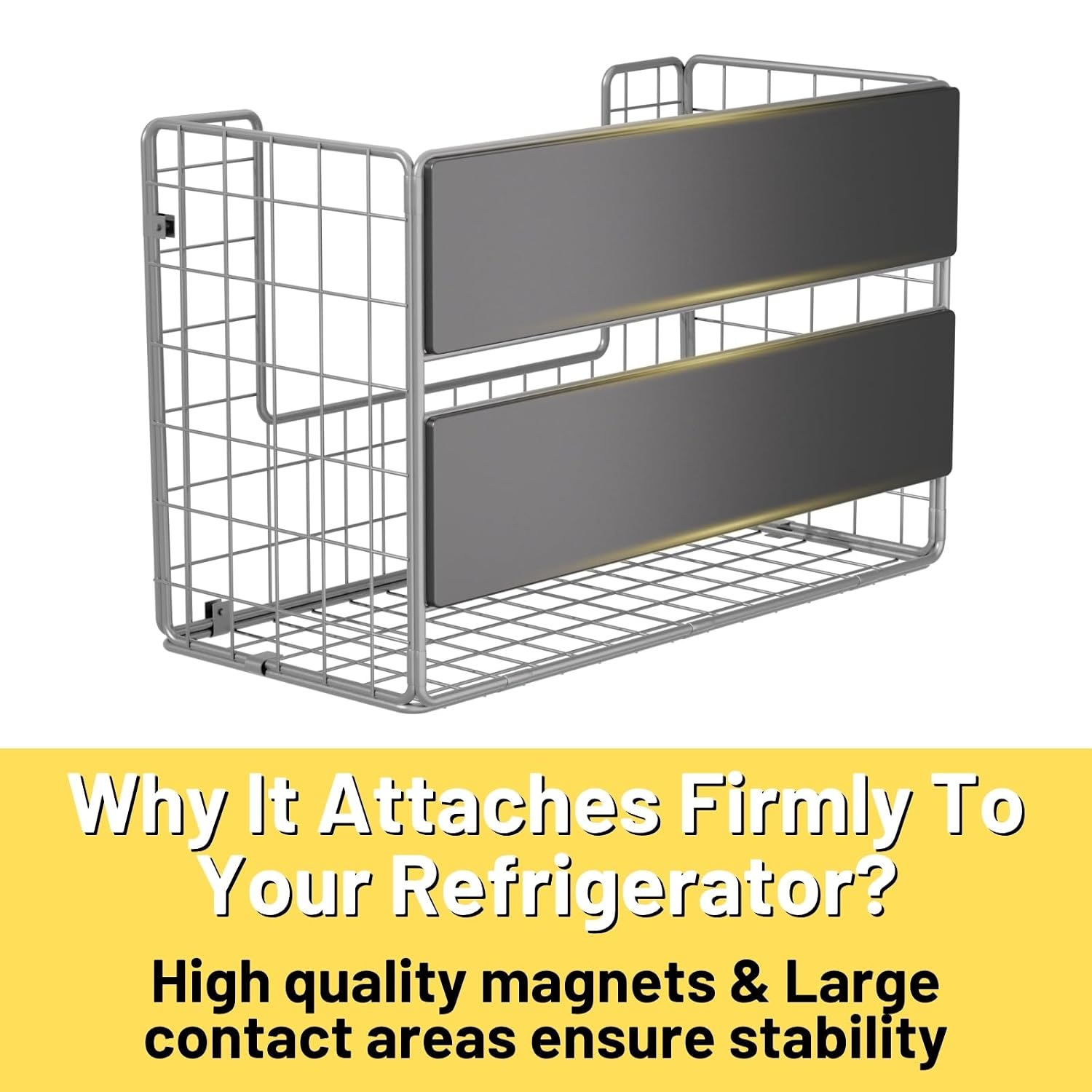 2 Set Magnetic Shelf for Fridge, Fruit Potato & Onion Storage Bins, Pantry Organizers & Storage, Large Container Magnetic Basket for Refrigerator, Kitchen Counter, Cabinet, Magnetic Fridge Organizer, view 12
