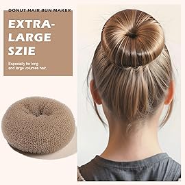 Teenitor Donut Hair Bun Maker Set, 7 Pieces Hair Bun Makers (1 extra-large, 2 large, 2 medium and 2 small), 5 pieces Hair Elastic Bands, 20 pieces Hair Pins, Tan Color