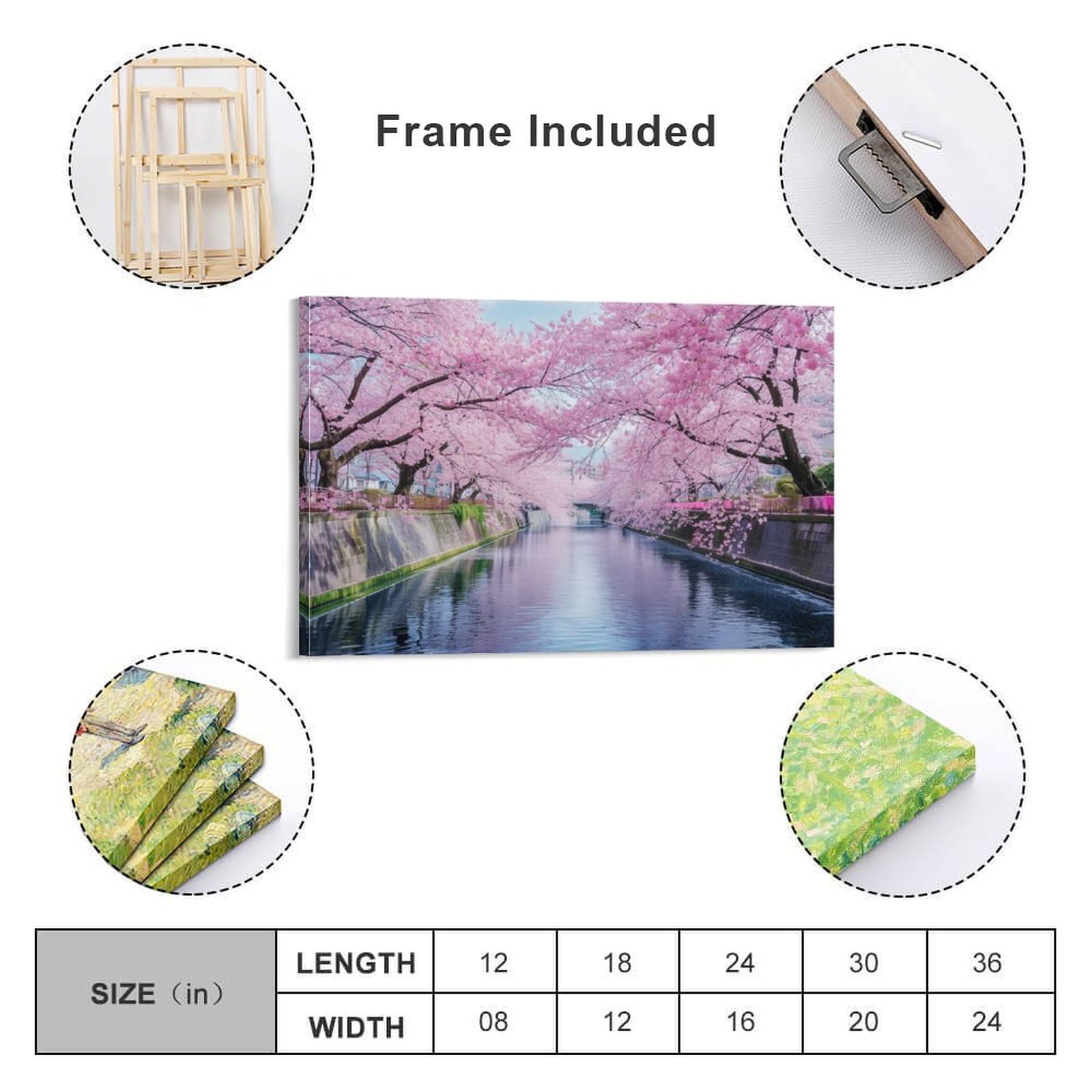 Amazon.co.jp: 絵画 春には川沿いに咲く桜インテリア 絵画 美しい自然