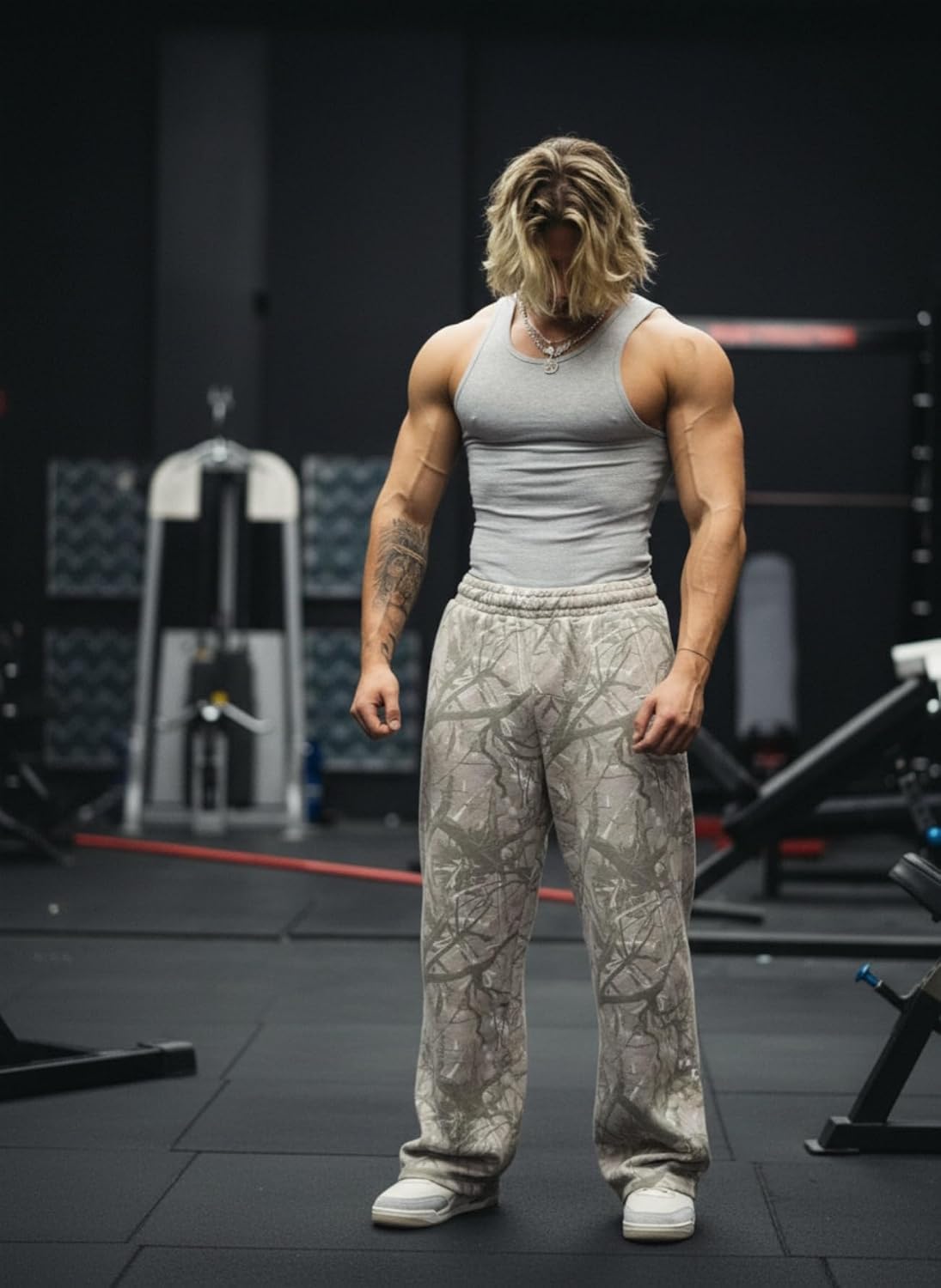 Lsweioad Mens Camo Tear Away Basketball Sweatpants Side Zipper Snap Full Open Leg Pants Post Surgery Pants with Pockets