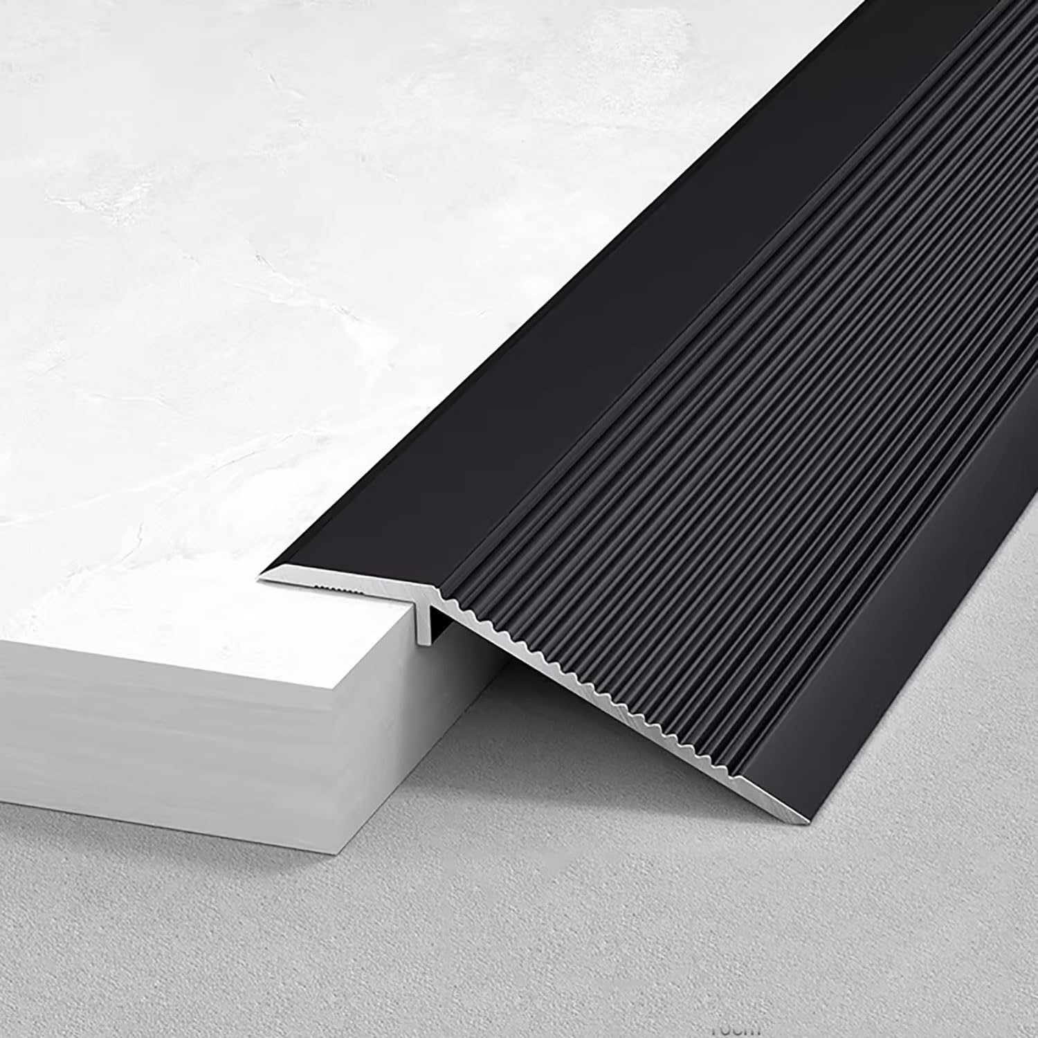Aluminum T Molding Trim， Aluminum Floor Transition Strip for Laminate Tile Carpet 90-150cm(Black,110cm/43in)