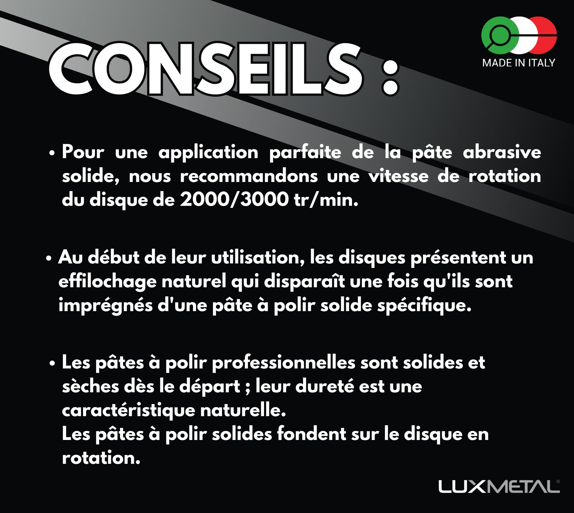 Kit 4 Disques de Polissage de 150 mm et 4 Pâtes Abrasives de 250 gr - Parfaits pour polir des métaux tels que l'aluminium, le fer, l'acier inoxydable, le laiton, le cuivre, l'or, le marbre