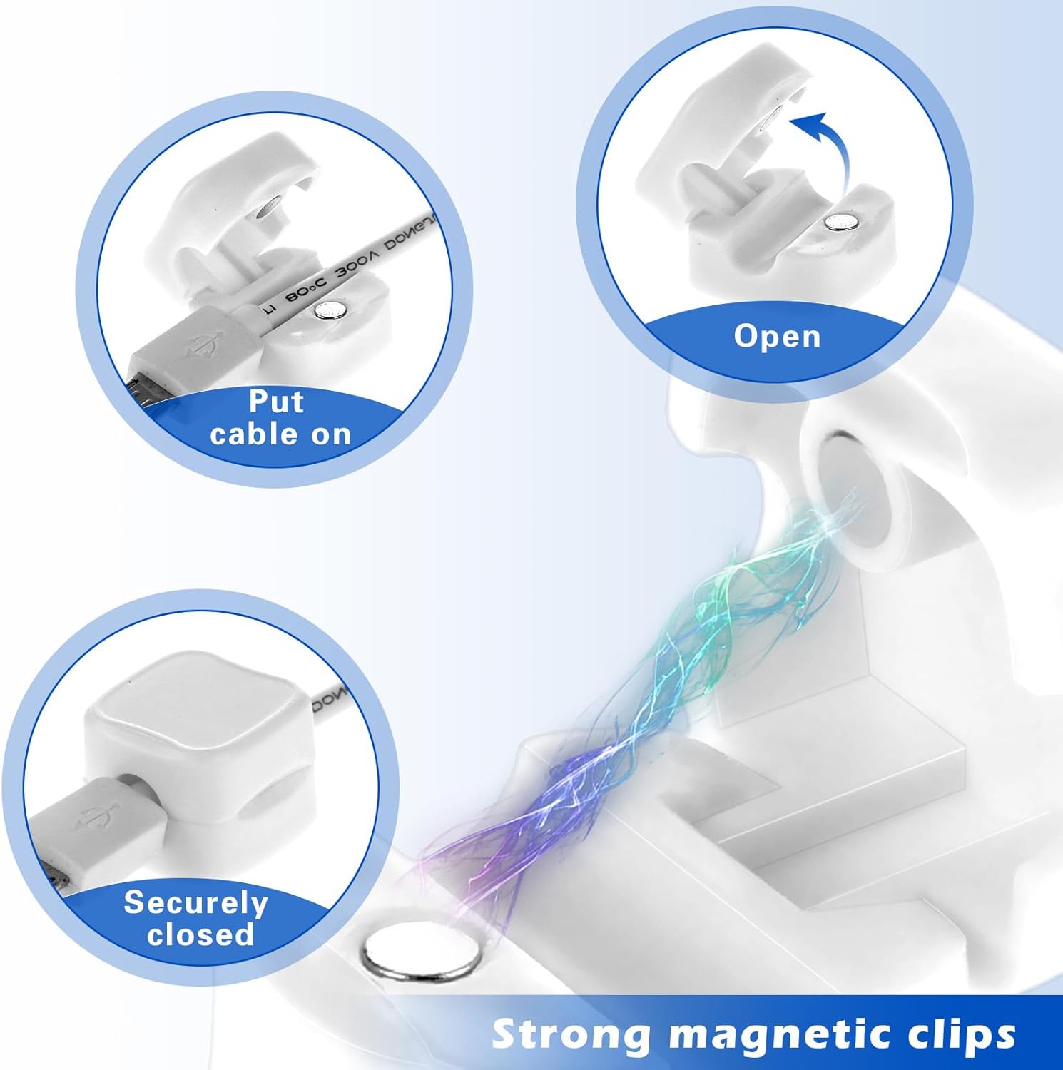 Lot de 6 Organiseurs de Cords Magnétiques cobee: Gestion des Câbles Optimale sous Bureau, Support Adhésif pour un Espace de Travail Organisé - Description