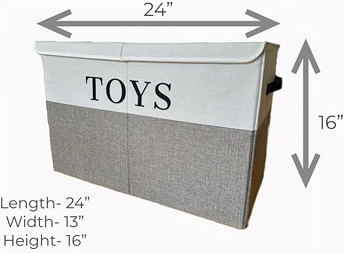 Miniatura 2 de Caja de juguetes grande, contenedor organizador plegable con tapa, elegante cofre gris para niños, guardería, sala de juegos, dormitorio. Diseño