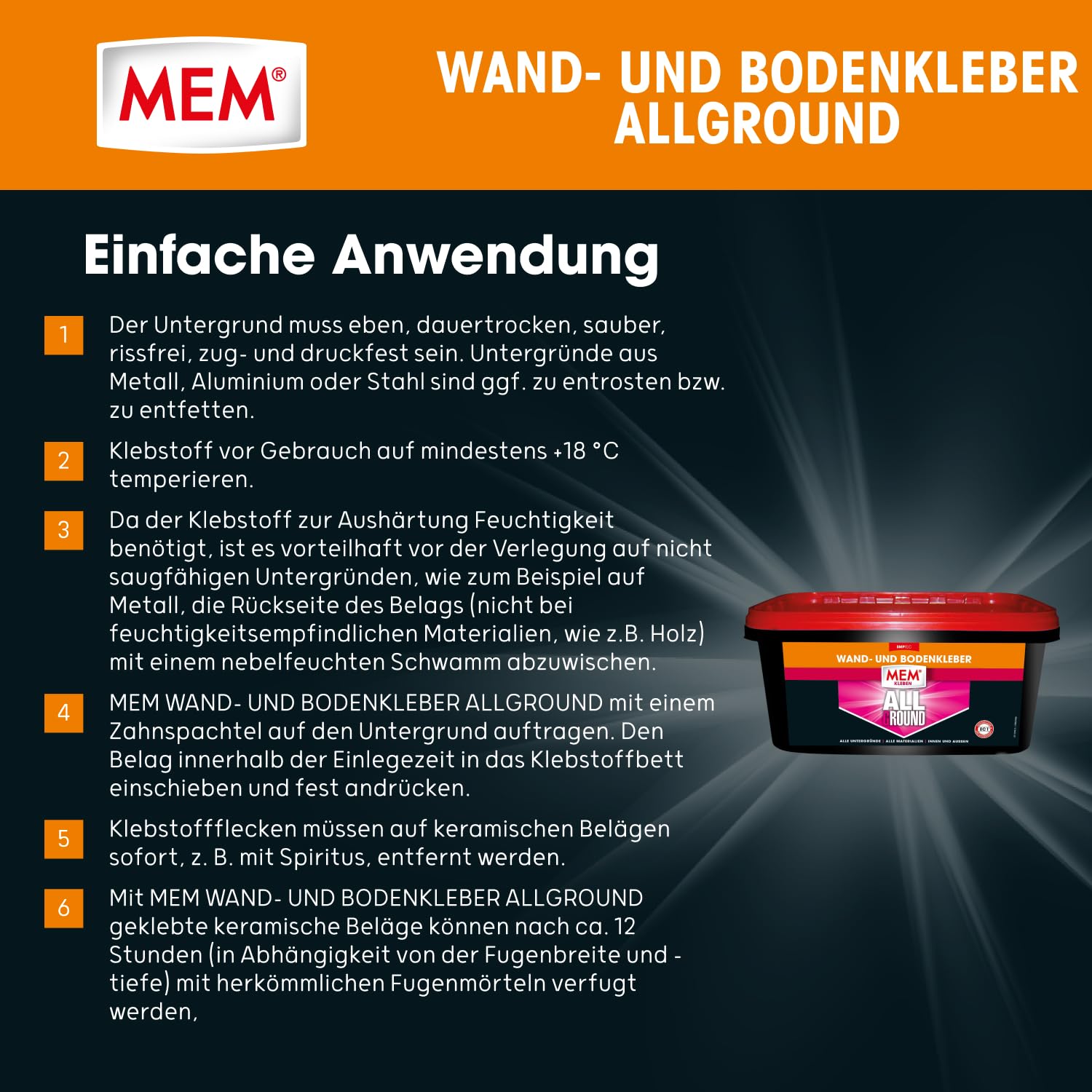 MEM Wand und Bodenkleber Allground - 3 kg