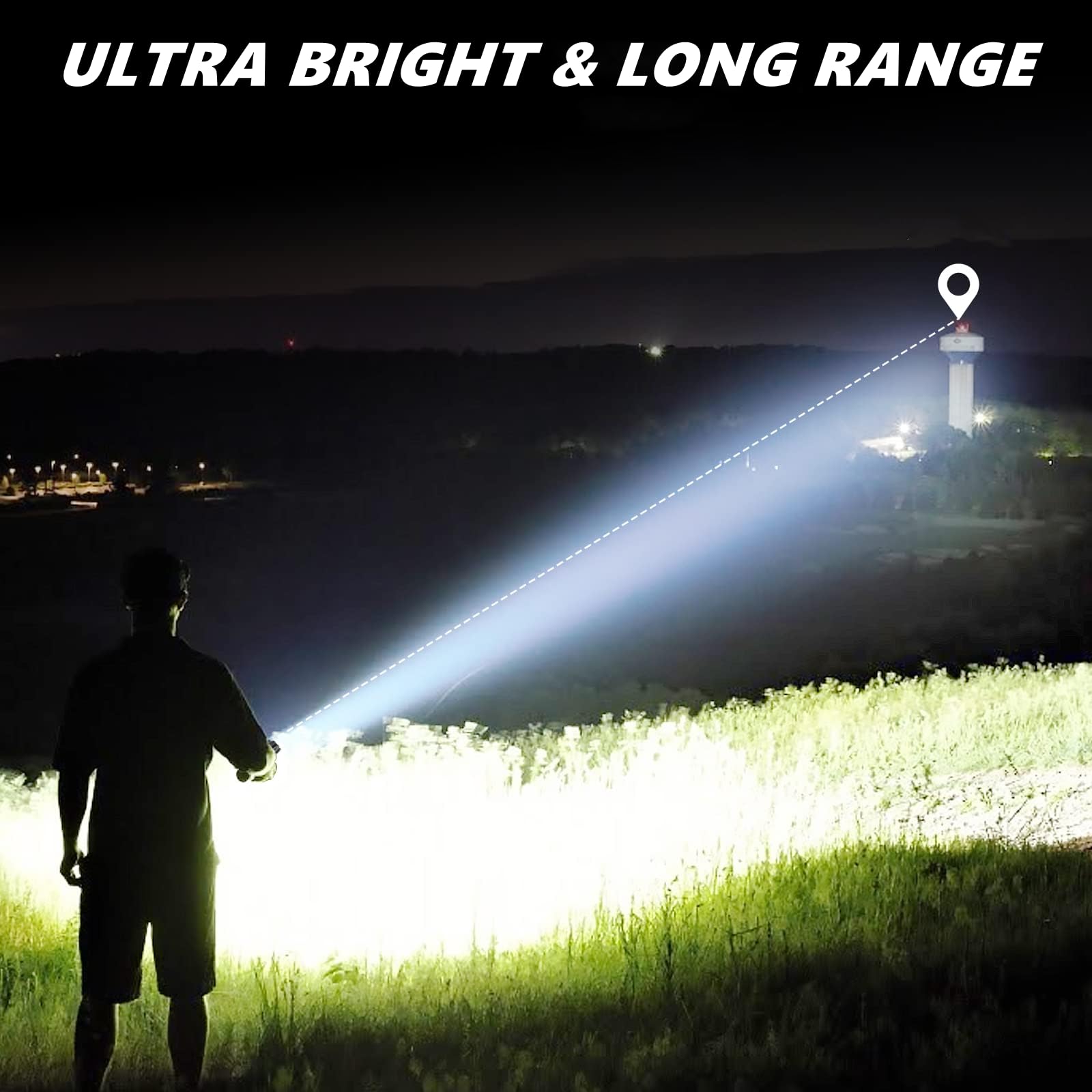 WSSBOND Flashlights High Lumens 2 Pack, Rechargeable Flashlight Super Bright Flash Light with Red Light,COB Work Light,IPX6 Waterproof Powerful Flashlight for Home Camping Disaster (2)