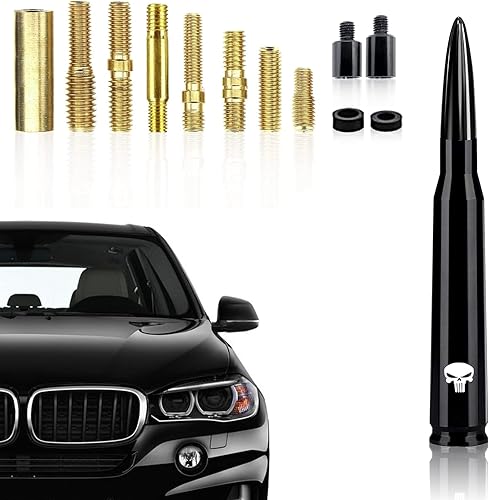 Dewkou Pack-1 Car Bullet Antenna for Most Chevy and GM Cars Universal Short Vehicle Antenna Made 6061 Aluminum Heavy Duty Pickup Trucks Accessories