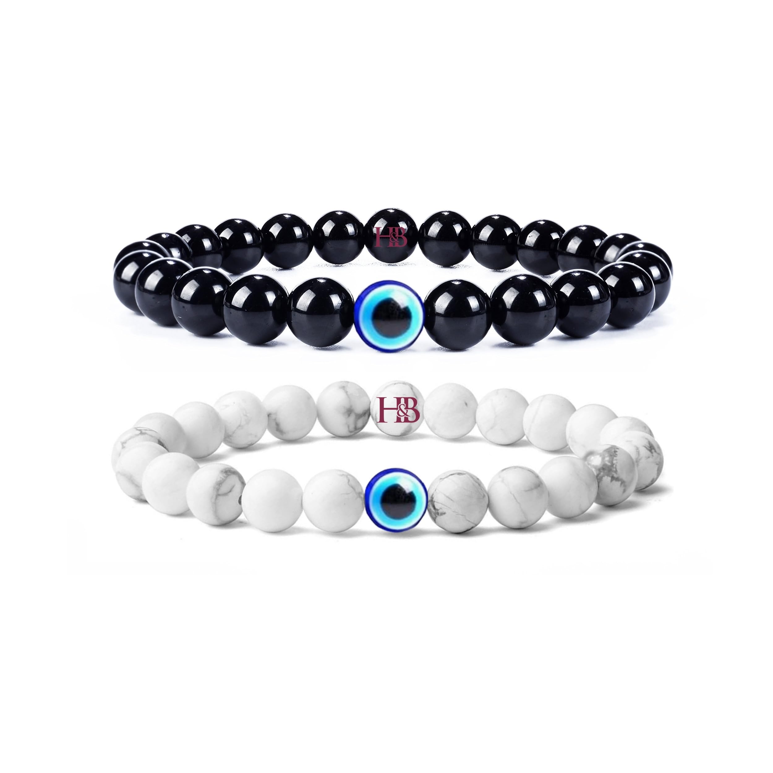 Hot And Bold Multilayered Couple Evil Eye Beads Combo Bracelet Set. Embrace Harmony, Protection, and Positive Energy Together for Him & Her. (Long-Distance Love Bands (Onyx + Howlite)) (B0D2KT18KZ) Amazon Price History, Amazon Price Tracker