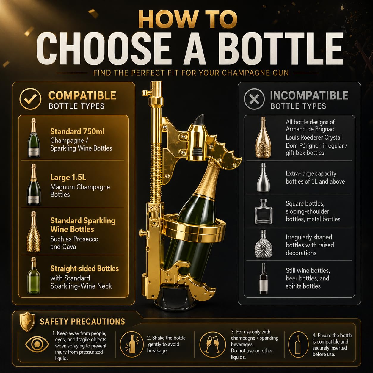 Tapón de vino multifuncional con eyector para botella de champán Rosegold | Juguete pulverizador de champán para cumpleaños, bodas, fiestas en piscina, ambiente navideño en bares