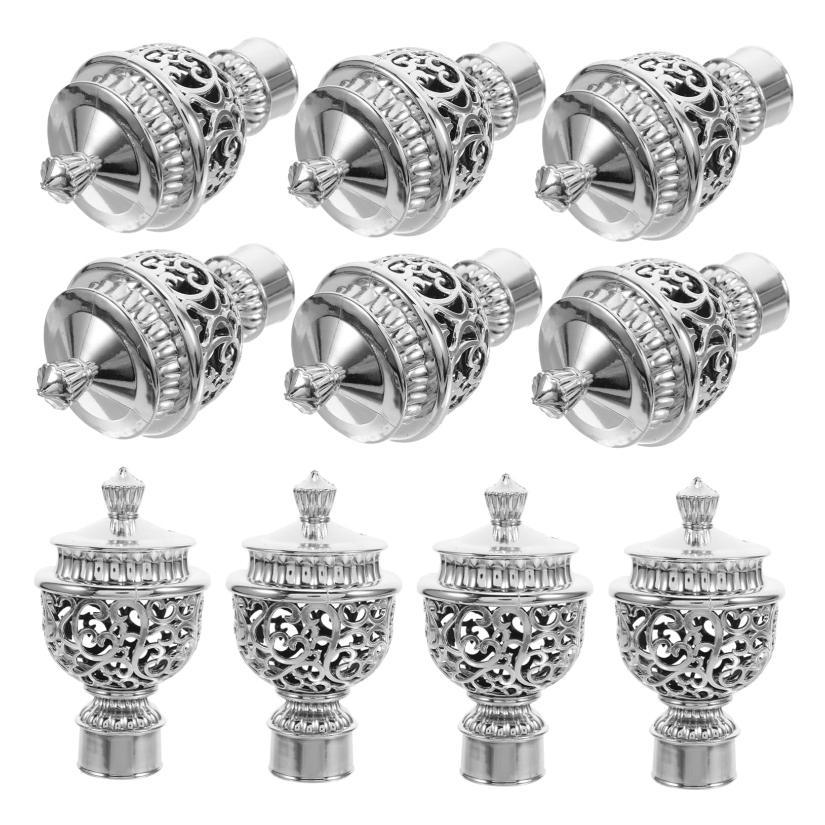 Yardenfun Stylish Roman Rod End Caps 12pcs Plastic Curtain Rail Pole Ends Chic Design for Drapery Pole Easy to Install