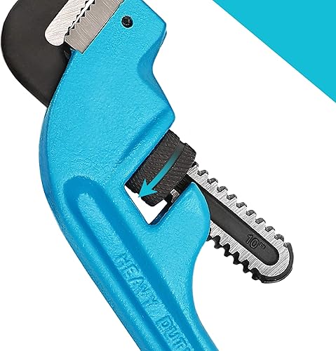 Vista 4 de DURATECH Llave de tubo de 10 pulgadas con compensación, llave de tubo de extremo de servicio pesado, mango de hierro fundido, llave de fontanería