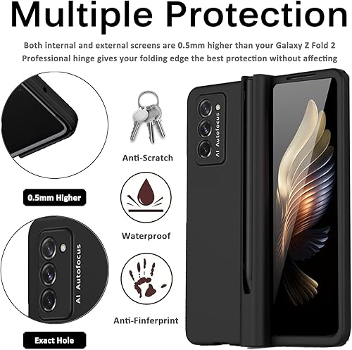 Miniatura 5 de Miimall Funda compatible con Samsung Galaxy Z Fold 2 con lápiz capacitivo, plegable 2 con bisagras y ranura para bolígrafo, protector de pantalla de