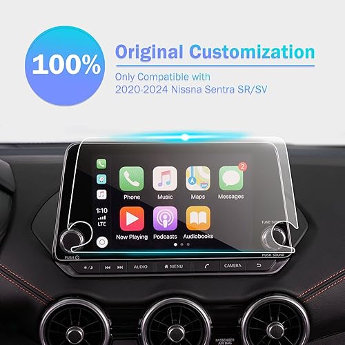 Miniatura 2 de PZSWUXIE Protector de pantalla de vidrio templado de 8 pulgadas para Nissan Sentra SRSV 2020-2022 2022 2023 2024 de 8 pulgadas, dureza 9H,