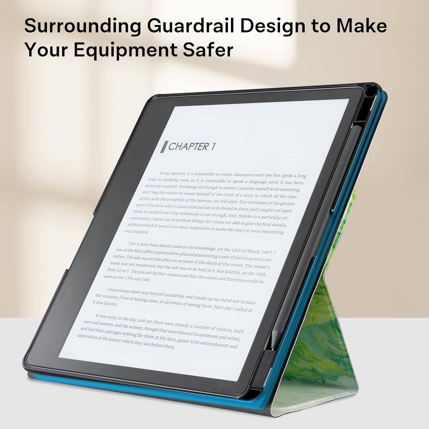 CoBak Case for Tablet Reader - All New PU Leather Cover with Auto Sleep Wake Feature for Tablet Reader 10.2" 2022 & 2024 Released with Pen Holder (not Compatible with Remarkable),Green Wheat Field