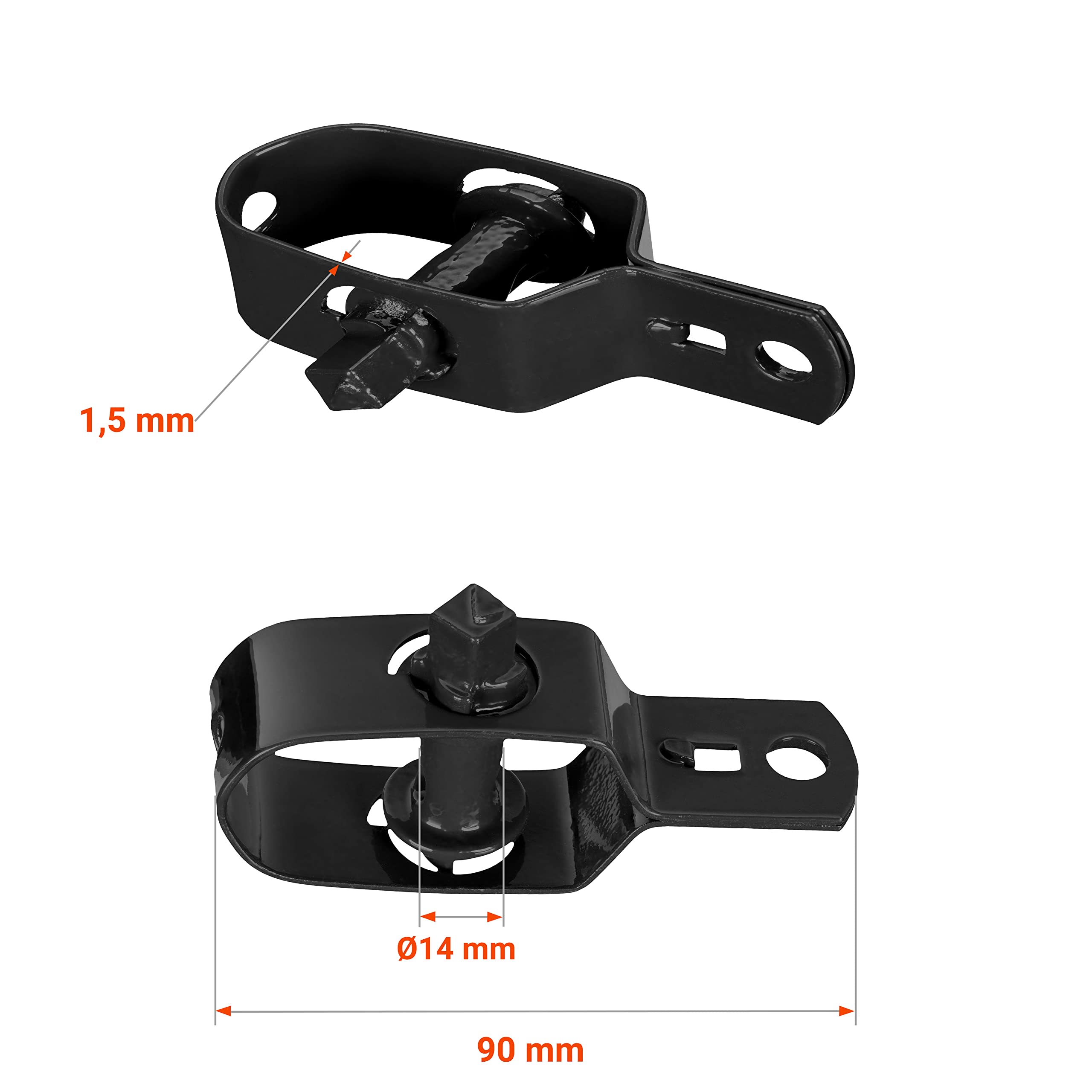 EMFA Drahtspanner Maschendrahtzaun Schwarz 50 Stück Länge 90mm Spanner für Maschendraht Zaundrahtspanner Zaunspanner