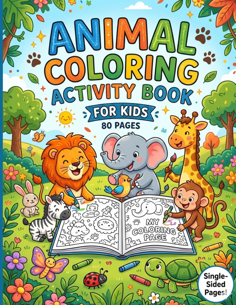 Animal Coloring Activity Book for Kids: 80 Adorable Animals to Color, Fun Activities, and Creative Illustrations for Boys and Girls Ages 4-8