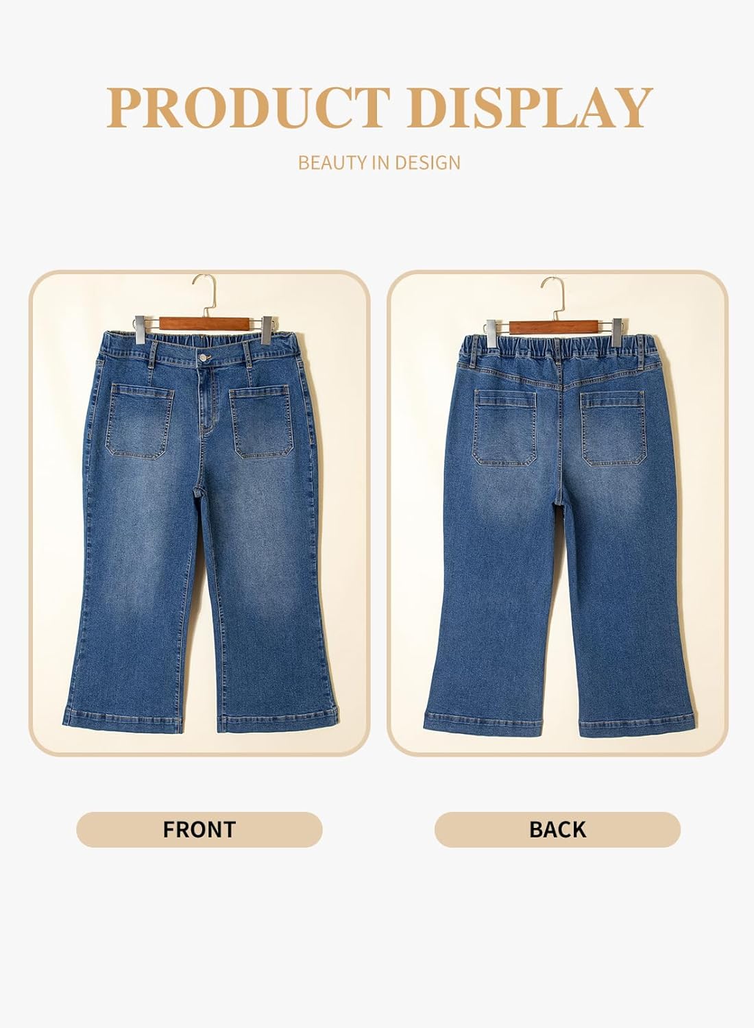 Eytino Plus Size Jeans for Curvy Women High Waisted Wide Leg Stretchy Straight Leg Ankle Denim Pants with Pockets(1X-5X) - Image 4