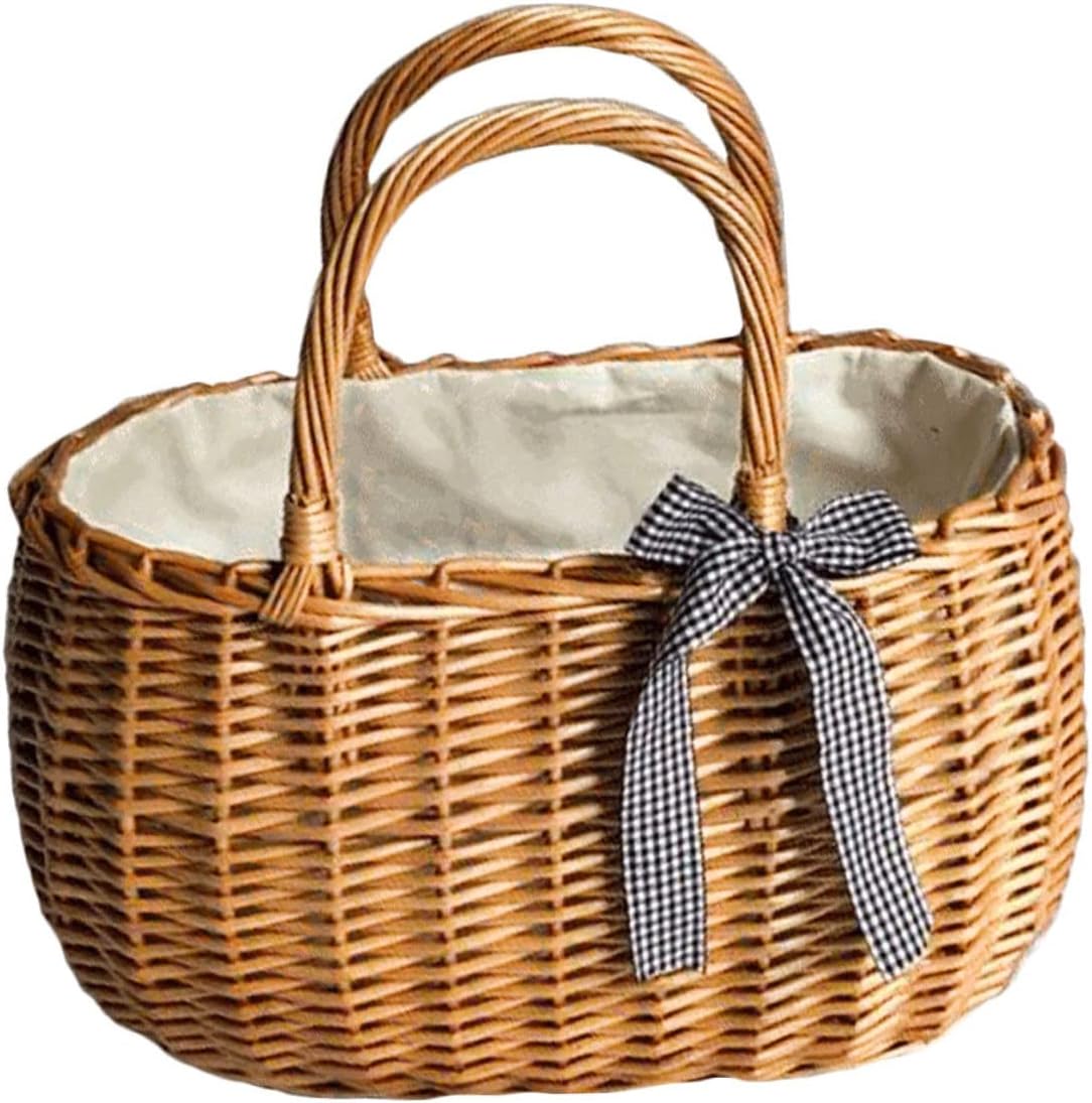 Elegant Rattan Woven Flower Basket Decorative Handmade Basket Storage Bin for Living Wedding Flower