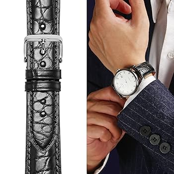 時計 18mm MORELLATO Crocodile Watch Straps-1. 18mm Morellato Crocodile Grain Brown Padded Stitched Leather